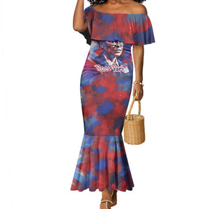 Rosa Parks Mermaid Dress Red Blue Abstract Art Portrait Sitting Down to Stand Up Quote Civil Rights Tribute TS04