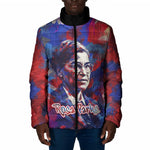 Rosa Parks Padded Jacket Red Blue Abstract Art Portrait Sitting Down to Stand Up Quote Civil Rights Tribute - African Pride
