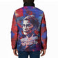 Rosa Parks Padded Jacket Red Blue Abstract Art Portrait Sitting Down to Stand Up Quote Civil Rights Tribute - African Pride