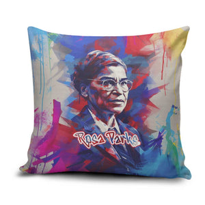 Rosa Parks Pillow Cover Red Blue Abstract Art Portrait Sitting Down to Stand Up Quote Civil Rights Tribute - African Pride