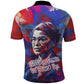 Rosa Parks Polo Shirt Red Blue Abstract Art Portrait Sitting Down to Stand Up Quote Civil Rights Tribute TS04