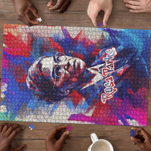 Rosa Parks Puzzle Red Blue Abstract Art Portrait Sitting Down to Stand Up Quote Civil Rights Tribute - African Pride