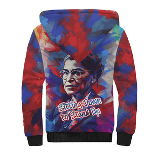 Rosa Parks Sherpa Hoodie Red Blue Abstract Art Portrait Sitting Down to Stand Up Quote Civil Rights Tribute - African Pride