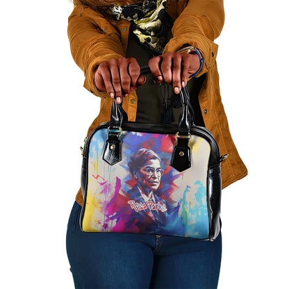 Rosa Parks Shoulder Handbag Red Blue Abstract Art Portrait Sitting Down to Stand Up Quote Civil Rights Tribute - African Pride