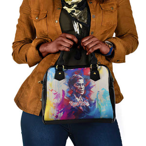 Rosa Parks Shoulder Handbag Red Blue Abstract Art Portrait Sitting Down to Stand Up Quote Civil Rights Tribute - African Pride