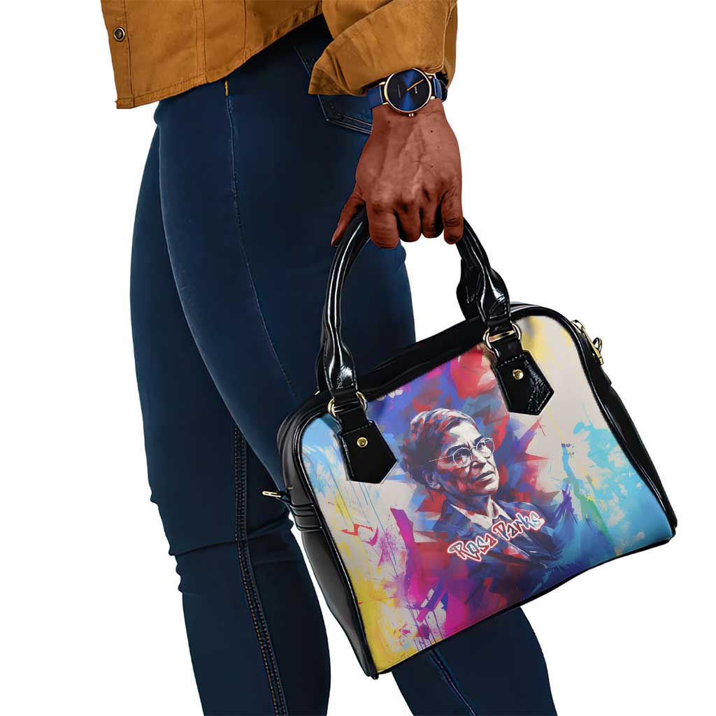 Rosa Parks Shoulder Handbag Red Blue Abstract Art Portrait Sitting Down to Stand Up Quote Civil Rights Tribute - African Pride