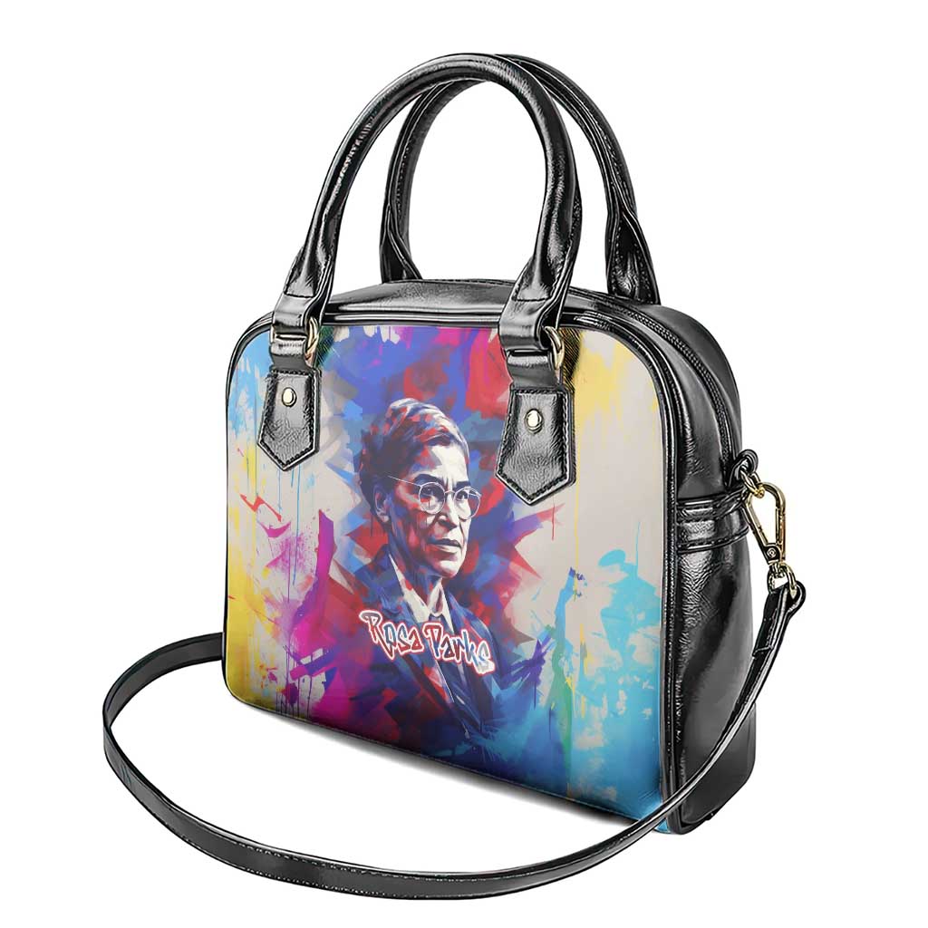 Rosa Parks Shoulder Handbag Red Blue Abstract Art Portrait Sitting Down to Stand Up Quote Civil Rights Tribute - African Pride