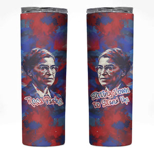 Rosa Parks Skinny Tumbler Red Blue Abstract Art Portrait Sitting Down to Stand Up Quote Civil Rights Tribute - African Pride