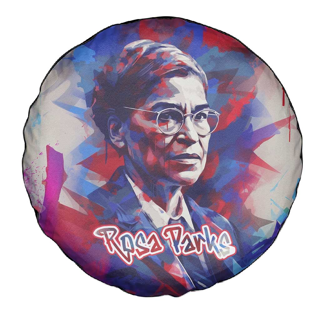 Rosa Parks Spare Tire Cover Red Blue Abstract Art Portrait Sitting Down to Stand Up Quote Civil Rights Tribute - African Pride