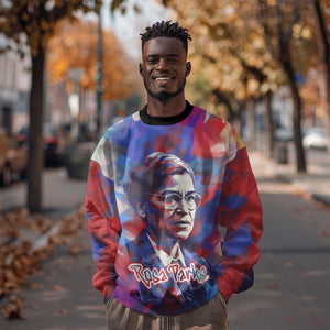 Rosa Parks Sweatshirt Red Blue Abstract Art Portrait Sitting Down to Stand Up Quote Civil Rights Tribute - African Pride
