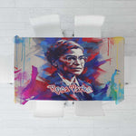 Rosa Parks Tablecloth Red Blue Abstract Art Portrait Sitting Down to Stand Up Quote Civil Rights Tribute - African Pride