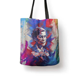 Rosa Parks Tote Bag Red Blue Abstract Art Portrait Sitting Down to Stand Up Quote Civil Rights Tribute - African Pride