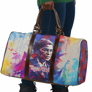 Rosa Parks Travel Bag Red Blue Abstract Art Portrait Sitting Down to Stand Up Quote Civil Rights Tribute - African Pride