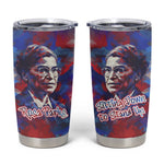 Rosa Parks Tumbler Cup Red Blue Abstract Art Portrait Sitting Down to Stand Up Quote Civil Rights Tribute - African Pride
