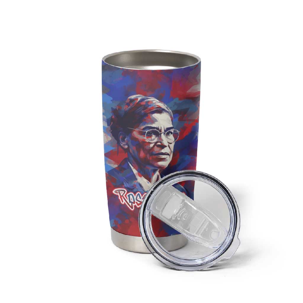 Rosa Parks Tumbler Cup Red Blue Abstract Art Portrait Sitting Down to Stand Up Quote Civil Rights Tribute - African Pride