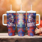Rosa Parks Tumbler With Handle Red Blue Abstract Art Portrait Sitting Down to Stand Up Quote Civil Rights Tribute - African Pride