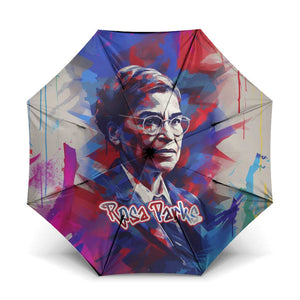 Rosa Parks Umbrella Red Blue Abstract Art Portrait Sitting Down to Stand Up Quote Civil Rights Tribute - African Pride
