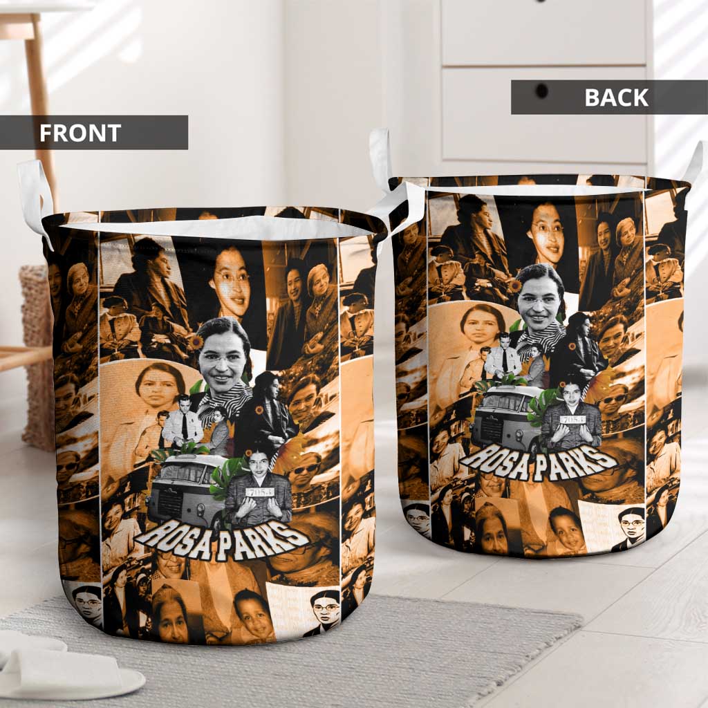 Rosa Parks Laundry Basket Sepia Collage Design Civil Rights Icon I Believe There Is Only One Race Quote - African Pride