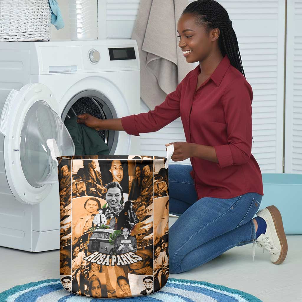 Rosa Parks Laundry Basket Sepia Collage Design Civil Rights Icon I Believe There Is Only One Race Quote - African Pride