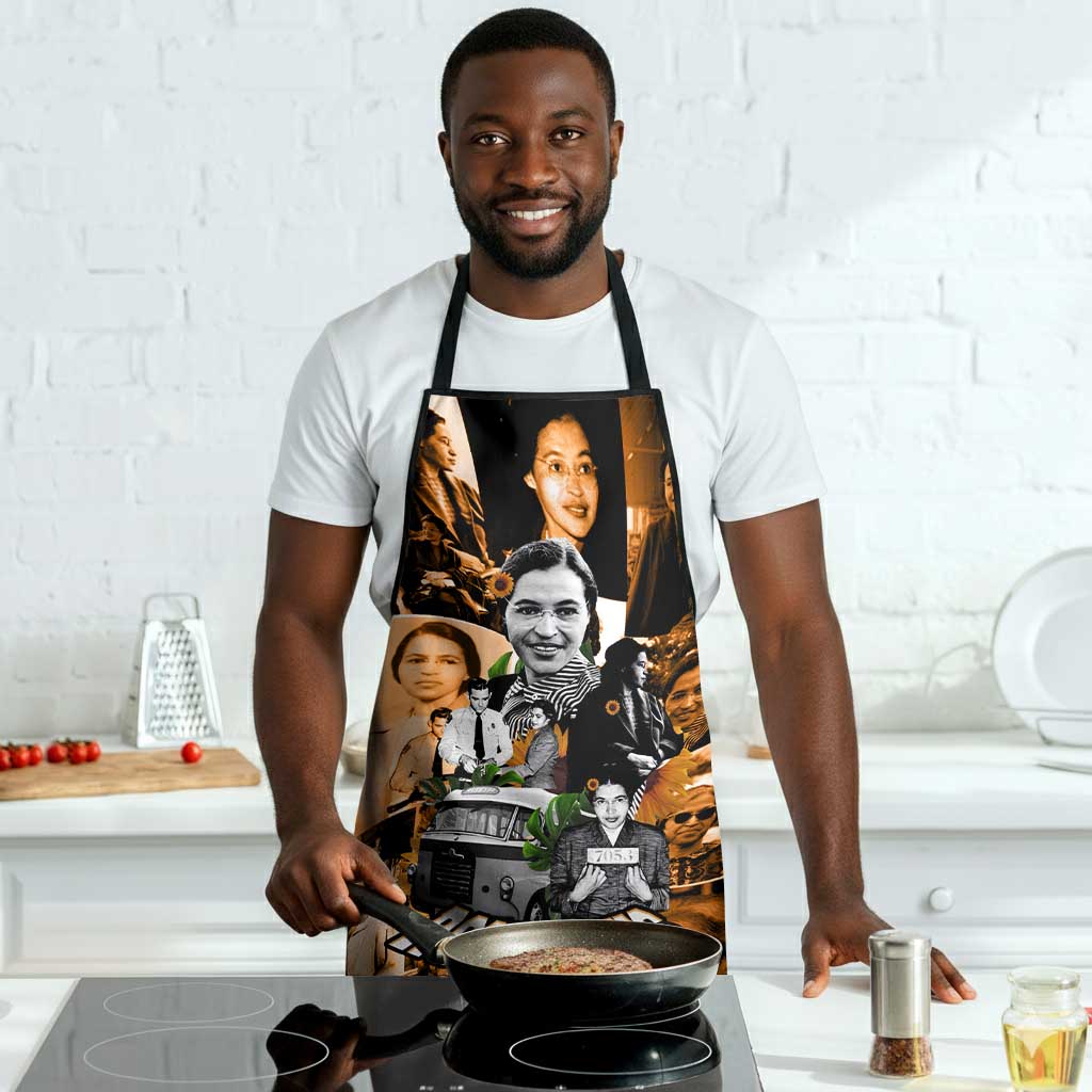 Rosa Parks Apron Sepia Collage Design Civil Rights Icon I Believe There Is Only One Race Quote - African Pride