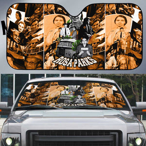 Rosa Parks Auto Sun Shade Sepia Collage Design Civil Rights Icon I Believe There Is Only One Race Quote - African Pride