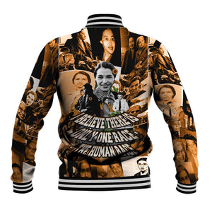 Rosa Parks Baseball Jacket Sepia Collage Design Civil Rights Icon I Believe There Is Only One Race Quote - African Pride
