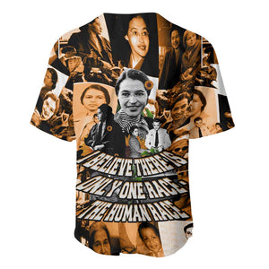 Rosa Parks Baseball Jersey Sepia Collage Design Civil Rights Icon I Believe There Is Only One Race Quote TS04