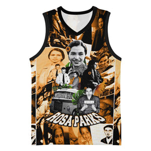 Rosa Parks Basketball Jersey Sepia Collage Design Civil Rights Icon I Believe There Is Only One Race Quote - African Pride