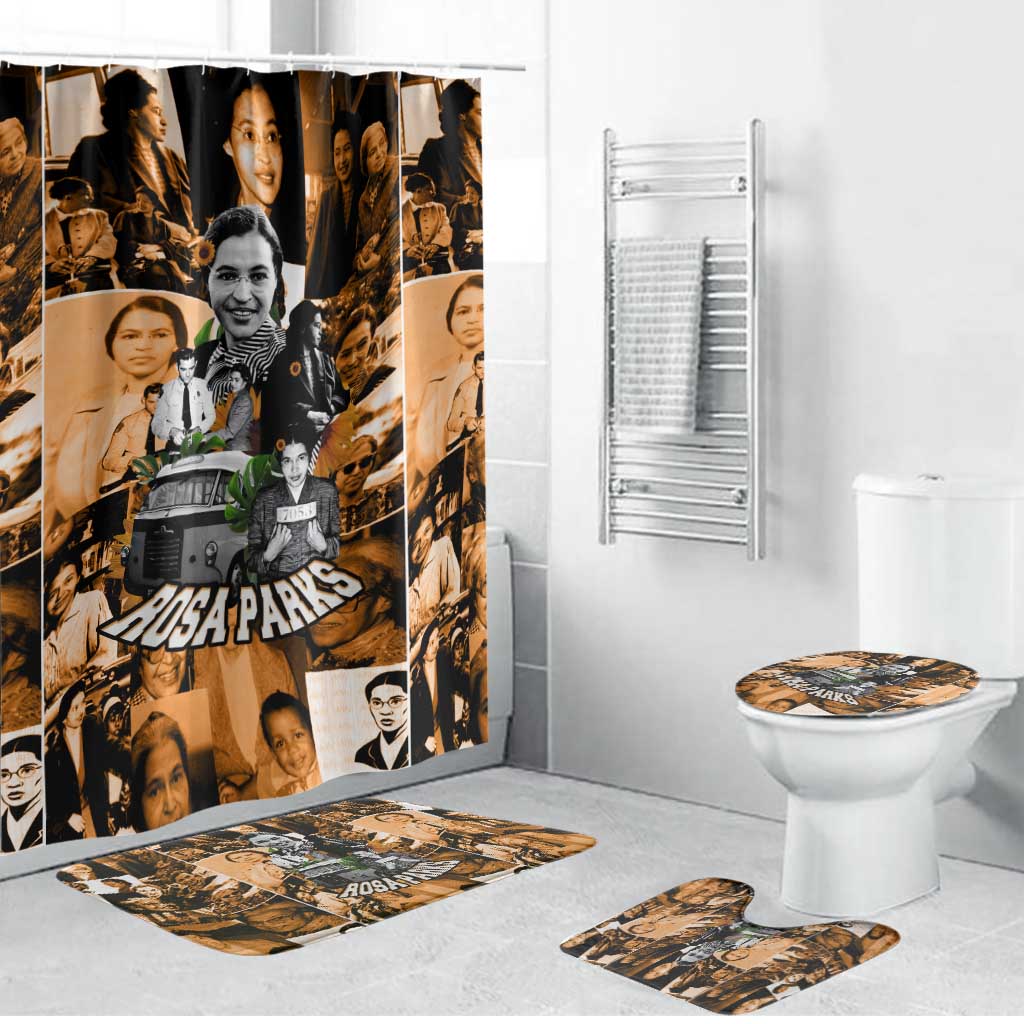 Rosa Parks Bathroom Set Sepia Collage Design Civil Rights Icon I Believe There Is Only One Race Quote - African Pride