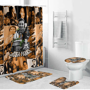 Rosa Parks Bathroom Set Sepia Collage Design Civil Rights Icon I Believe There Is Only One Race Quote - African Pride