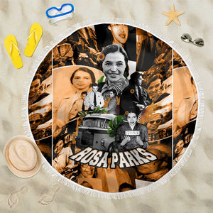 Rosa Parks Beach Blanket Sepia Collage Design Civil Rights Icon I Believe There Is Only One Race Quote - African Pride