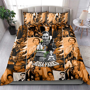 Rosa Parks Bedding Set Sepia Collage Design Civil Rights Icon I Believe There Is Only One Race Quote - African Pride
