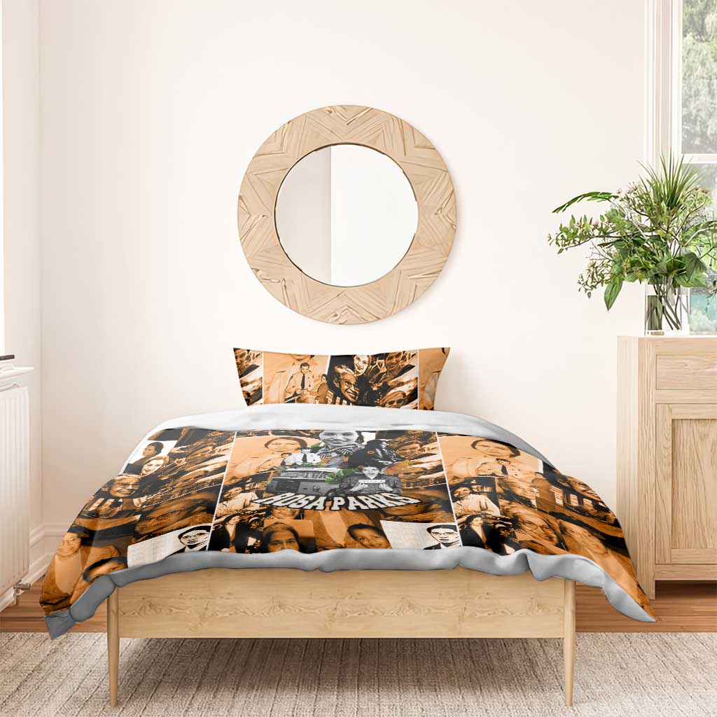 Rosa Parks Bedding Set Sepia Collage Design Civil Rights Icon I Believe There Is Only One Race Quote - African Pride