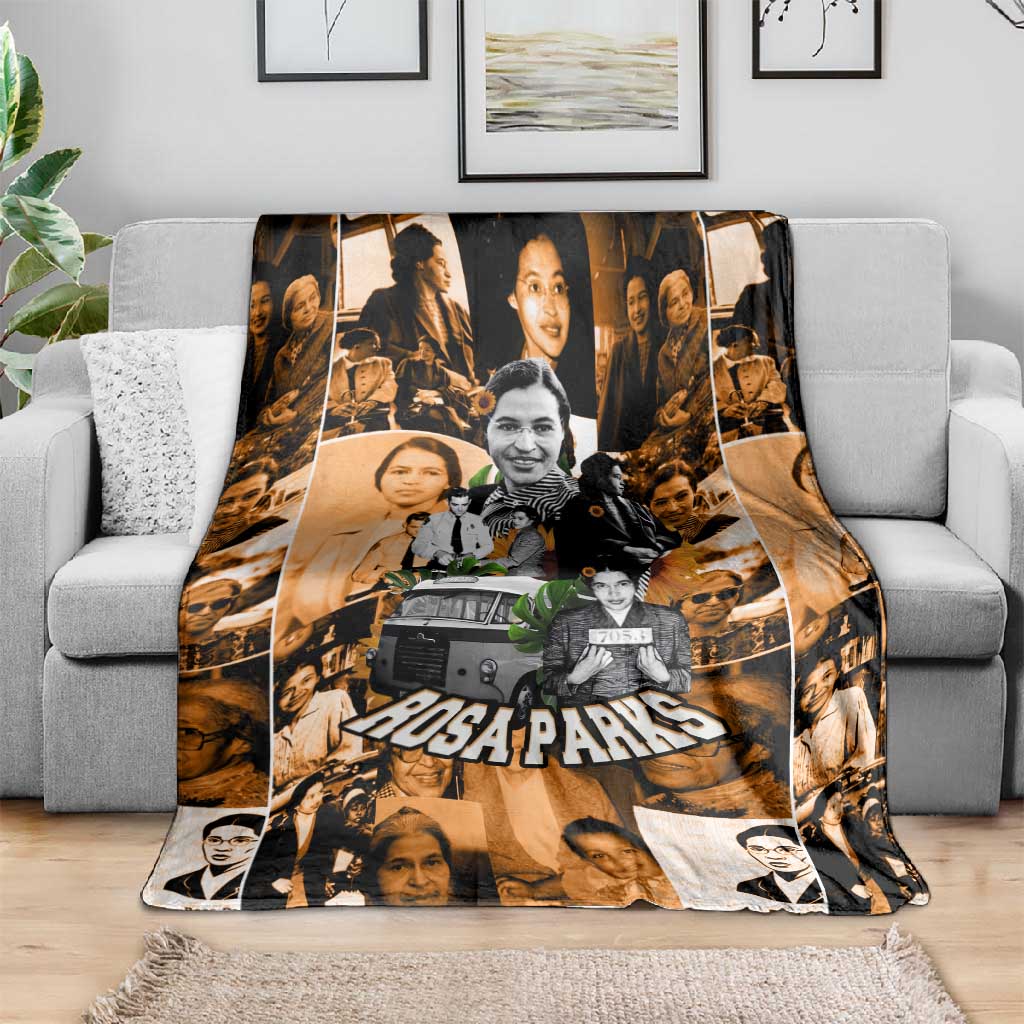 Rosa Parks Blanket Sepia Collage Design Civil Rights Icon I Believe There Is Only One Race Quote - African Pride