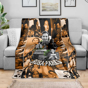 Rosa Parks Blanket Sepia Collage Design Civil Rights Icon I Believe There Is Only One Race Quote - African Pride