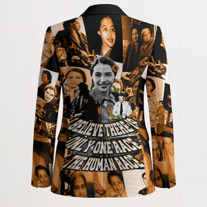 Rosa Parks Blazer Sepia Collage Design Civil Rights Icon I Believe There Is Only One Race Quote - African Pride