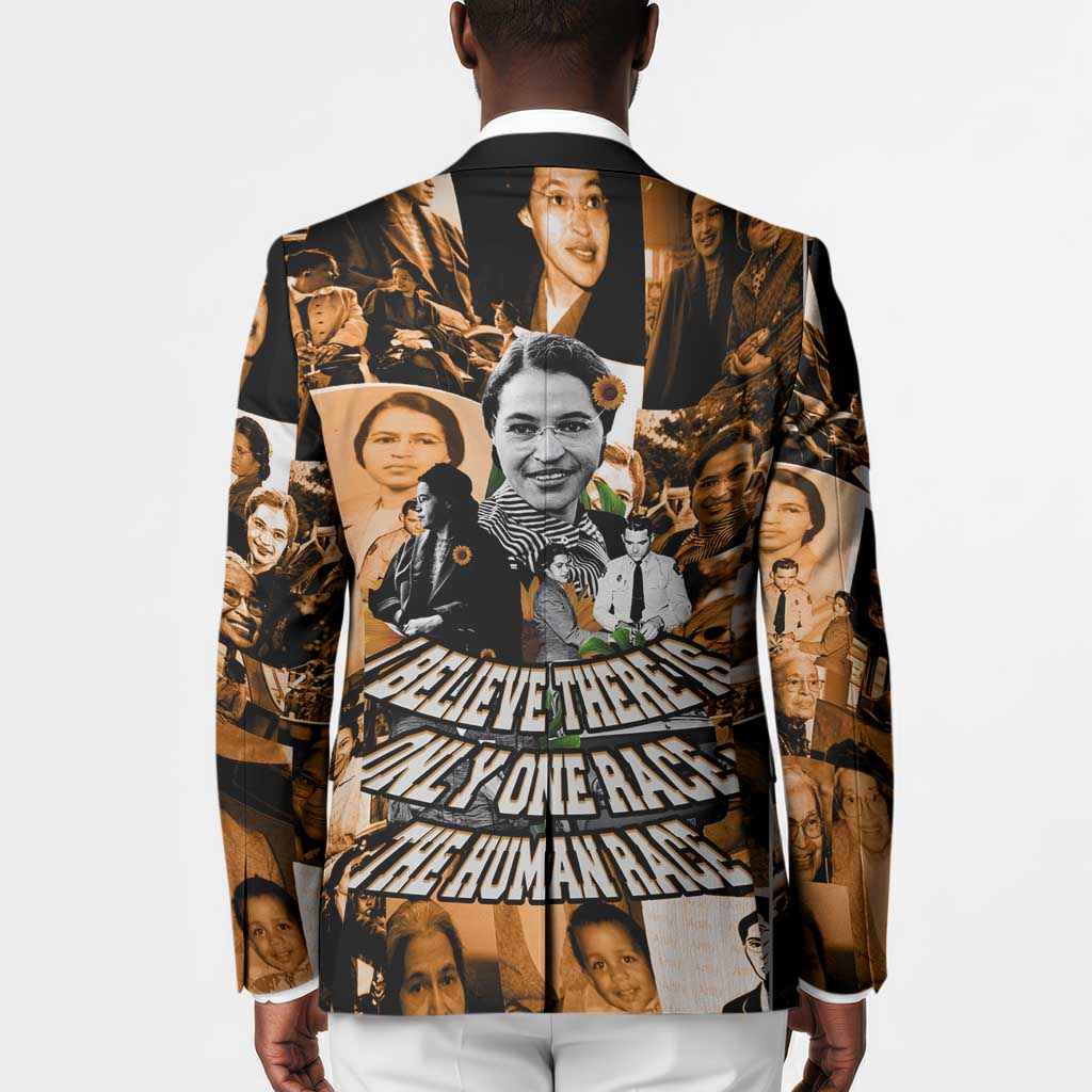 Rosa Parks Blazer Sepia Collage Design Civil Rights Icon I Believe There Is Only One Race Quote - African Pride