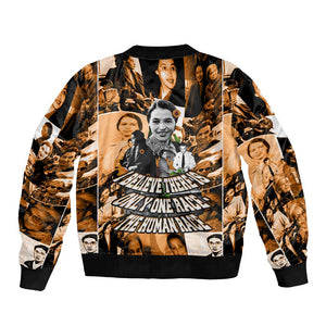 Rosa Parks Bomber Jacket Sepia Collage Design Civil Rights Icon I Believe There Is Only One Race Quote - African Pride