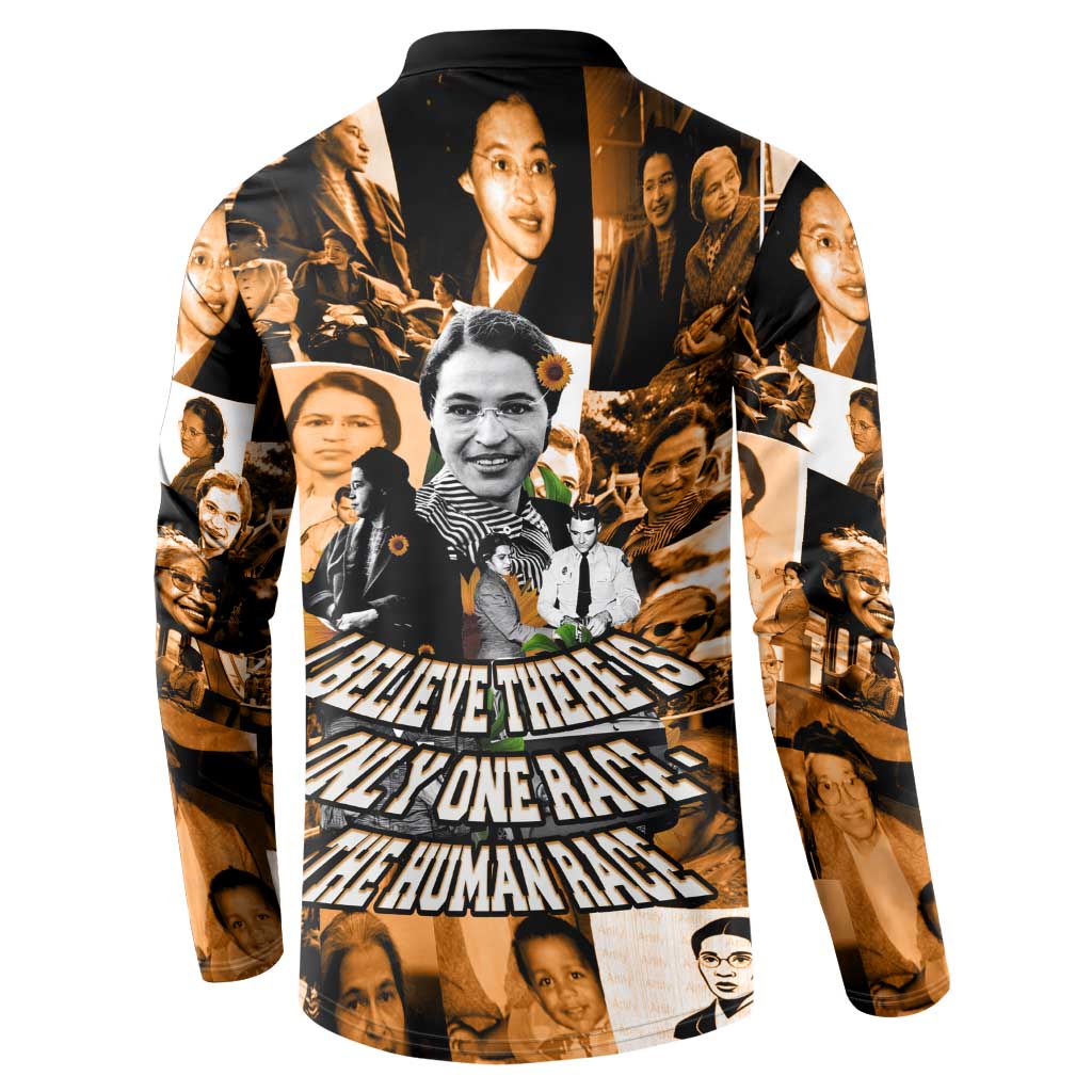 Rosa Parks Button Sweatshirt Sepia Collage Design Civil Rights Icon I Believe There Is Only One Race Quote