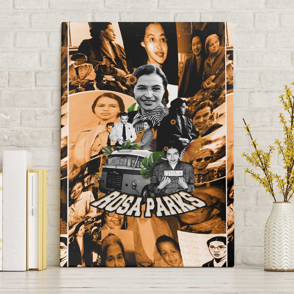 Rosa Parks Canvas Wall Art Sepia Collage Design Civil Rights Icon I Believe There Is Only One Race Quote - African Pride