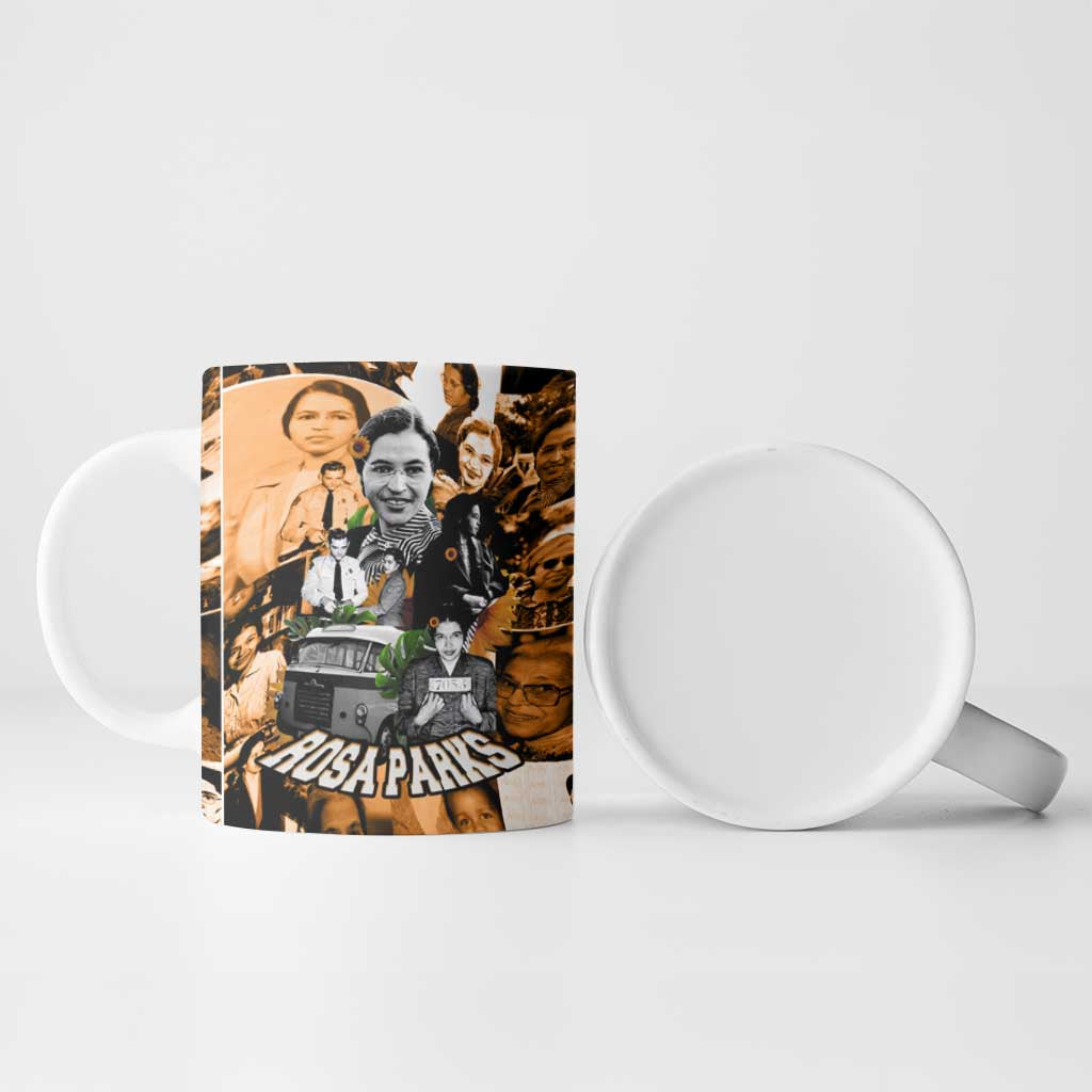 Rosa Parks Ceramic Mug Sepia Collage Design Civil Rights Icon I Believe There Is Only One Race Quote - African Pride