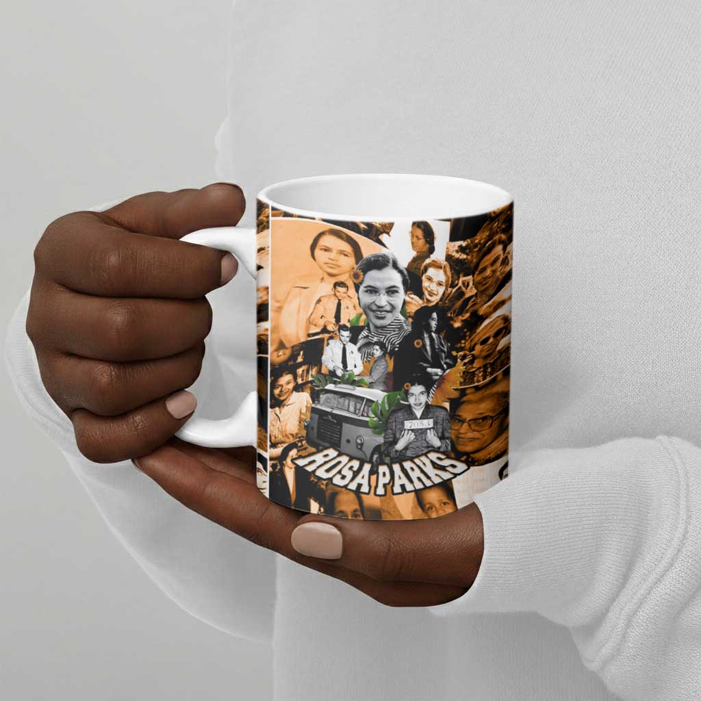 Rosa Parks Ceramic Mug Sepia Collage Design Civil Rights Icon I Believe There Is Only One Race Quote - African Pride