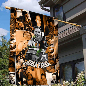 Rosa Parks Garden Flag Sepia Collage Design Civil Rights Icon I Believe There Is Only One Race Quote - African Pride