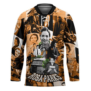 Rosa Parks Hockey Jersey Sepia Collage Design Civil Rights Icon I Believe There Is Only One Race Quote - African Pride