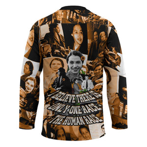 Rosa Parks Hockey Jersey Sepia Collage Design Civil Rights Icon I Believe There Is Only One Race Quote - African Pride