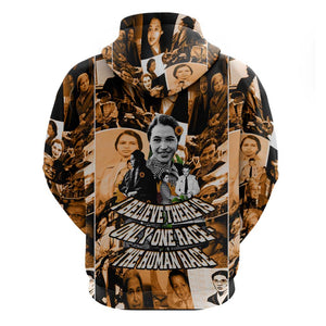 Rosa Parks Hoodie Sepia Collage Design Civil Rights Icon I Believe There Is Only One Race Quote - African Pride