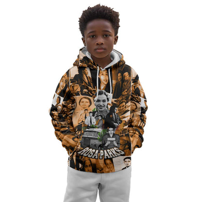 Rosa Parks Kid Hoodie Sepia Collage Design Civil Rights Icon I Believe There Is Only One Race Quote - African Pride