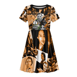 Rosa Parks Kid Short Sleeve Dress Sepia Collage Design Civil Rights Icon I Believe There Is Only One Race Quote TS04