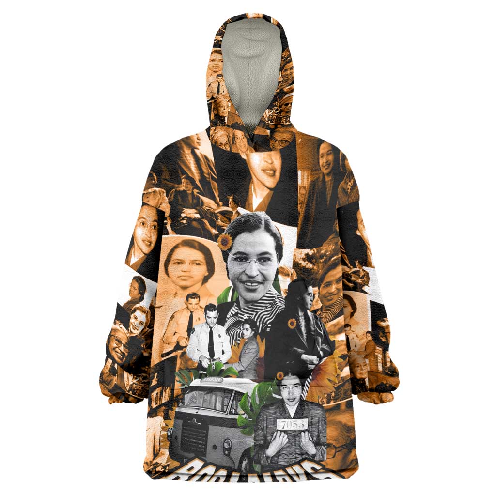Rosa Parks Kid Wearable Blanket Hoodie Sepia Collage Design Civil Rights Icon I Believe There Is Only One Race Quote - African Pride