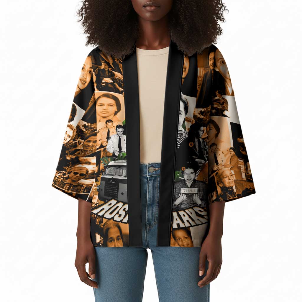 Rosa Parks Kimono Sepia Collage Design Civil Rights Icon I Believe There Is Only One Race Quote - African Pride